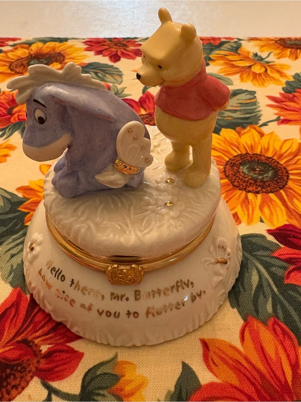 Lenox Winnie the Pooh & Eeyore Porcelain Trinket box- Yellow, Purple, Gold